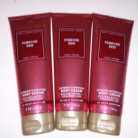 Set of 3 Bath and Body Works Cream Lotion Forever Red Ultimate Hydration Shea Bu - Picture 8 of 12